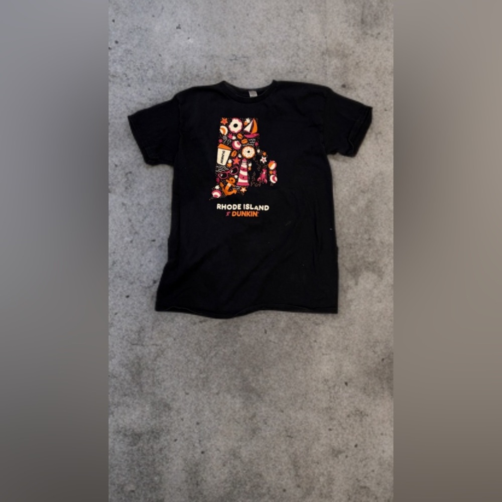 Gildan Black Graphic Tee with Orange and White Accents